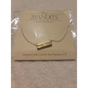 THE 2BANDITS Silver Necklace w/ Athens Iridescent Bar Pendant